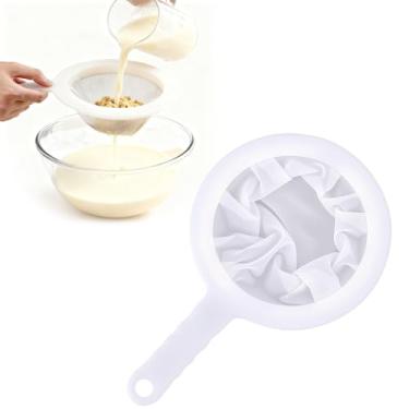 Imagem de Coador de malha de nylon ultrafino para cozinha, peneira de malha fina com alça ferramenta de cozinha para suco, coadores de iogurte de leite