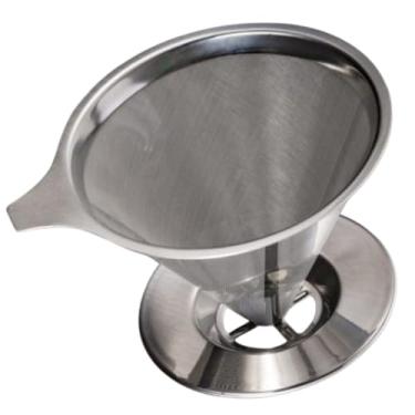 Imagem de Filtro Coador de Café Inox com Base Reutilizável 10x6cm para Preparo Direto Sem Uso de Papel