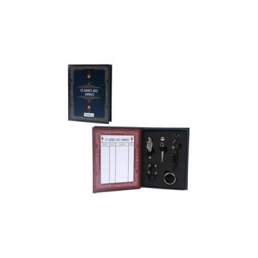 Imagem de Kit Vinho Completo 5 Peças, Saca-Rolhas, Anel Salva-Gotas, Tampa, Dispensador, Cortador de Lacre, Caixa Sofisticada