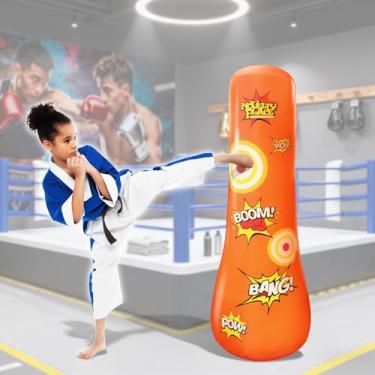 Imagem de Saco de pancadas inflável infantil - 1,2 m de altura, amigo de pé livre - Brinquedo divertido para meninos e meninas, fitness e alívio do estresse