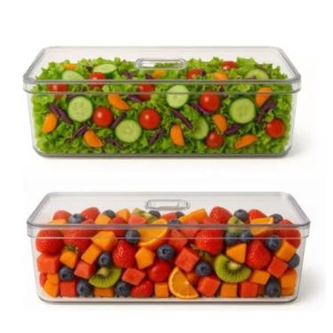 Imagem de Conjunto de Duas Gavetas Para Armazenamento No FrigoríFico, Concebidas Para Facilitar a Limpeza e Garantir a Higiene, Adequadas Para Armazenar Legumes e Frutas.