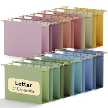 Imagem de NORDUN Pastas de arquivo suspensas de plástico de alta capacidade, pacote com 12 pastas sanfonadas expansíveis de 7,6 cm, tamanho carta, pasta de arquivo resistente com abas, organizador de pendurar