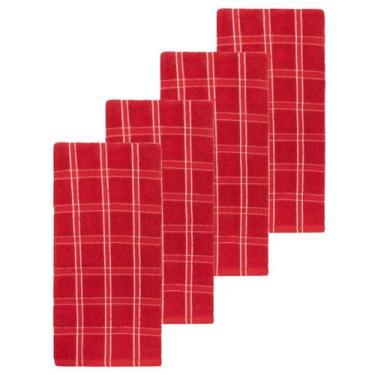 Imagem de Kit 4 Panos De Prato Camesa Chess 45 x 65 cm, Vermelho