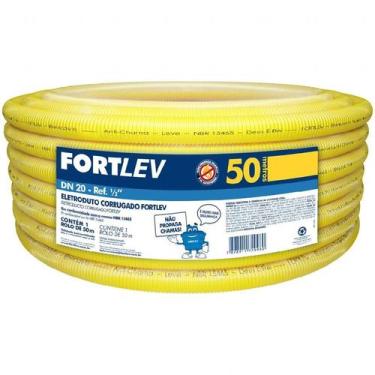 Imagem de Conduíte Corrugado Amarelo  Reforçado 25 Metros Fortlev, Amarelo