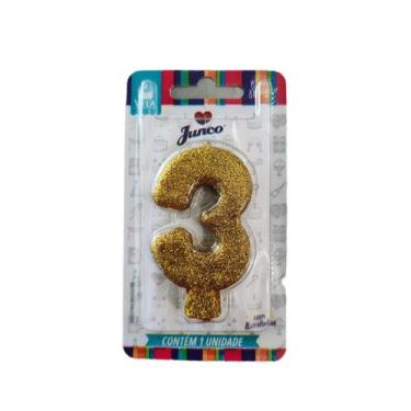 Imagem de Vela aniversario dourada n 3 - Junco