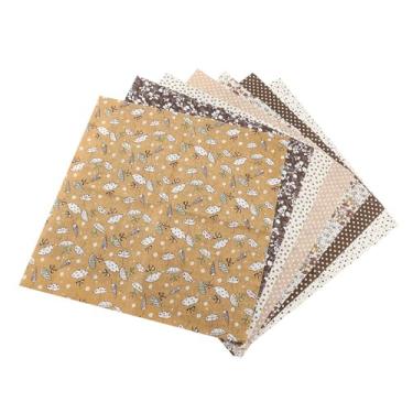 Imagem de GLOGLOW 7 Peças de Quadrados de Tecido de Algodão, Kit de Retalhos Acolchoados Pré-cortados DIY Com 3 Cores Bordas Lisas Arredondadas, para Artesanato e Costura de Decoração de Casa (Marrom)