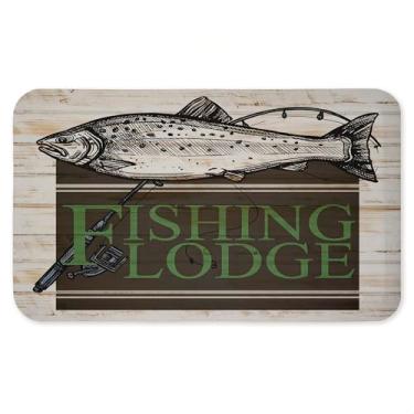 Imagem de Tapete antifadiga rústico para pescaria, tapete ergonômico acolchoado para cozinha e pé com suporte antiderrapante, tapete confortável ecológico, design de Kim Allen, 76 cm x 45 cm