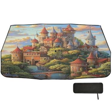 Imagem de Para-sol retrátil Castle para para-brisas de carro, proteção térmica, guarda-chuva, para-sol frontal, persianas de carro para janelas