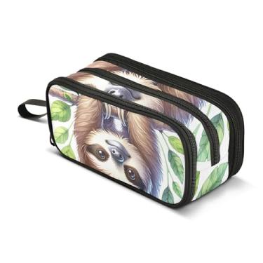 Imagem de TSENQUE Estojo de lápis de animais tropicais preguiça fofa bolsa de lápis de armazenamento bolsa de lápis para sala de aula meninos cores arte faculdade escola escolar material de escritório