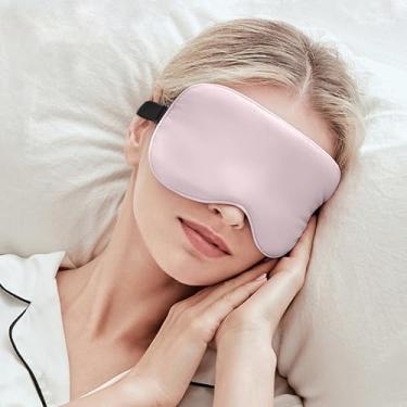 Imagem de Máscara de sono, máscara para os olhos 100% seda amoreira para dormir com alça ajustável, sombra de olhos de seda natural macia super suave para homens mulheres descanso viagem uso soneca (preto)
