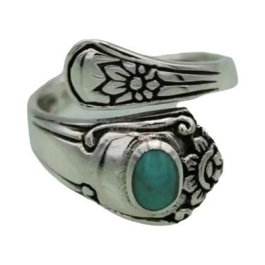 Imagem de Anel Ajustável De Estilo Étnico Boêmio Para Mulheres Com Turquesa Fals