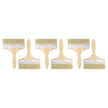 Imagem de HARFINGTON 6 pincéis de pintura de cerdas planas de 17,78 cm com cabo de madeira para pintura de arte faça você mesmo, móveis, gabinete, cercas, deck, parede, porta, branco,