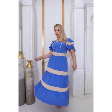 Imagem de Vestido Feminino 3 Marias Listrado com Cinto Tecido Duna - Ruth fy Fas