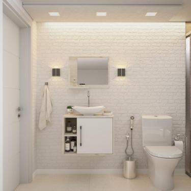 Imagem de Conjunto Balcão C-cuba L38 E Espelheira Soft 600 Snow Snow C-branco Chess