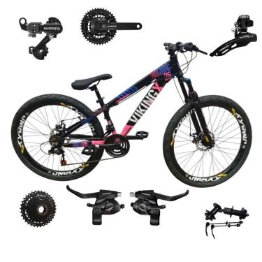Imagem de Bicicleta 26 VikingX T25 24v Alum Indexada Shimano K7 Cubo e Catraca Pneu Balão Flame-Unissex
