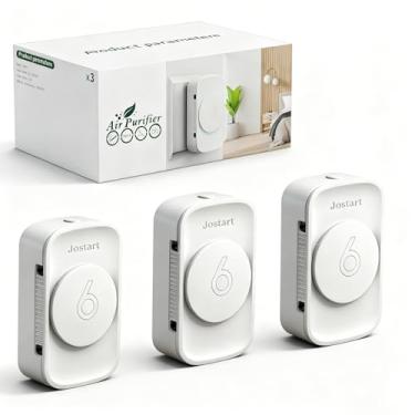 Imagem de JOSTART - Ionizadores De Ar Para Casa (Pacote Com 3), Filtro Íons Negativos, Purificadores Silenciosos Quarto, Escritório, Cozinha, Garagem, Portáteis Odores, Fumaça E Poeira, Animais Estimação, Min