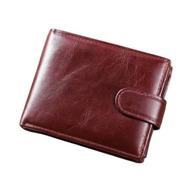 Imagem de Carteira Masculina De Couro Genuíno Com Proteção RFID E Bolso Frontal 