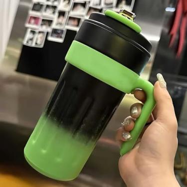 Imagem de Copo Térmico Inteligente De 650ml De Café Em Aço Inoxidável 316 Que Acompanha Copo De Isolamento(Preto com Verde)