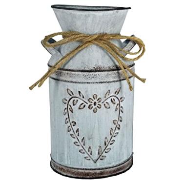 Imagem de Vaso de Ferro Galvanizado com Corda Estilo Rústico Vintage para Decoração Residencial Flores Artificiais Decor Interior Escritório Negócio