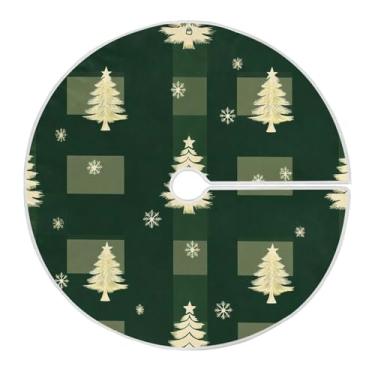Imagem de Wassud Saia para árvore de Natal, árvore de Natal, xadrez, enfeites de Natal, tapete de árvore grande para decoração de festa de ano novo, 121 cm