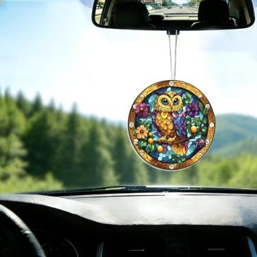 Imagem de Acrílico colorido, apanhador de sol, decoração de janela suspensa de coruja, arte de parede de arco-íris, para sala de estar, quarto, varanda, interior e exterior, jardim, enfeites de Natal 19 x 19 cm