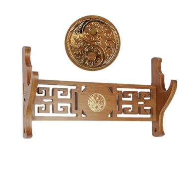Imagem de Suporte de parede para exibição de espada, suporte Katana com decorações de dragão/tai chi/ba gua, suporte de arma de espadas samurai para casa/escritório (estilo 3tai chi 3 níveis) (estilo 3tai chi 1