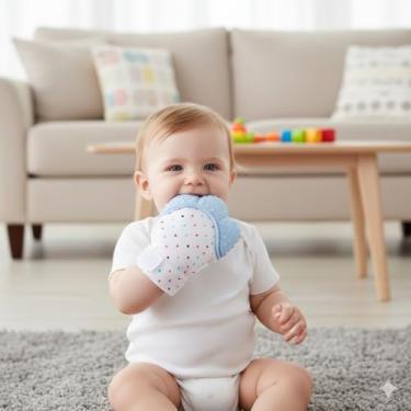 Imagem de Luva Mordedor Bebê Silicone Para Dentes Alívio Gengiva Antiestresse