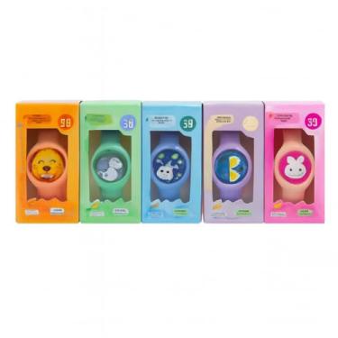 Imagem de Pulseira Repelente Infantil com Citronela, Hortelã e Limão, Não Tóxica, Personagens Animais Coloridos, Ajustável 12-21cm, Proteção para Bebês e Crianças.