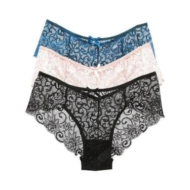 Imagem de Calcinhas Sexy De Renda De Cintura Baixa Para Mulheres 3PCS Em Cores S