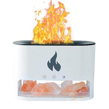 Imagem de Amgei Difusor de óleo essencial difusor de aroma de chama, difusor de lâmpada de sal, difusor de óleo de chama de 250 ml, difusor de óleo essencial de aromaterapia, tipo C, alimentado por USB