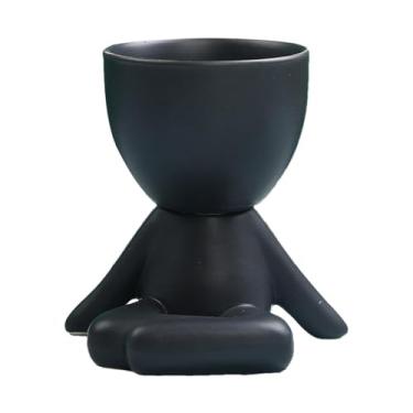 Imagem de Plantadores de cabeça para plantas de interior | Pequenos Vasos de Cerâmica para Plantas de Interior com Drenagem - Vaso de flores decorativo de design simples para cozinha, banheiro, quarto, sala de