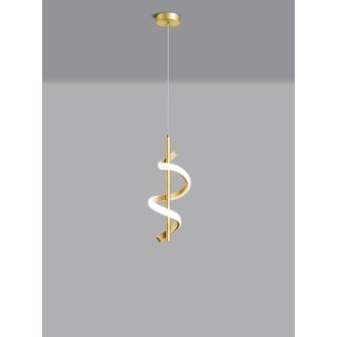 Imagem de Luminária pendente LED para ilha de cozinha, 3 cores (3000K-4500K-6000K), dimerizável, lustre para mesa de jantar, bar, escritório, moderna, com altura ajustável (dourada)