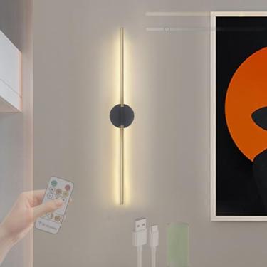 Imagem de GZZBMY LED Bateria Arandela USB Recarregável Lâmpadas de Parede Reguláveis com Controle Remoto Rotação 350° Sem Fio Iluminação de Parede Magnética para Sala de Estar Escada Quarto Corredor (Base