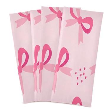 Imagem de Wassud Bows Dots Toalhas de prato de cozinha pacote com 4 panos de prato macios com laço para pendurar toalha de mão super absorvente de secagem rápida toalhas de chá de mesa decorativas 71 x 45 cm