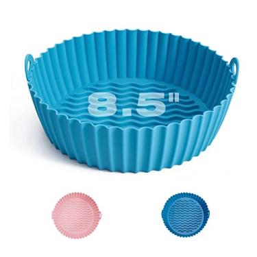 Imagem de 2 Pack Pot de Silicone Redondo para Air Fryer - Forros Reutilizáveis Cesta Acessórios Substituição Papel Manteiga BPA Lavadora Pratos