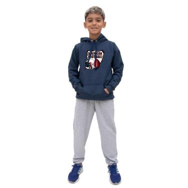 Imagem de Conjunto Moletom Infantil Menino Estampado Casaco de Frio Com Capuz e Calça Lisa Macia-Masculino