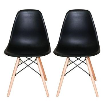 Imagem de KIT COM  2 Cadeira Charles Eames Wood DSW Preta -  Base Madeira - UNIV