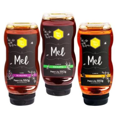 Imagem de Mel de abelha 3 floradas silvestre laranjeira eucalipto 550g apiario f