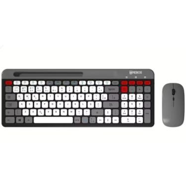 Imagem de Teclado Multimídia com Teclas Redondas, Kit de Teclado e Mouse Sem Fio Recarregável USB (Branco)