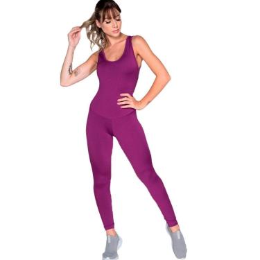 Imagem de Macacão Liso Sem Bojo Serra e Mar Modas Suplex Roupa para Academia Treino Moda Fitness Musculação-Feminino