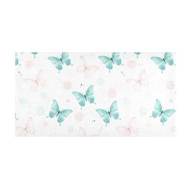 Imagem de Burbuja Tapete de corredor aquarela borboletas de pelúcia antiderrapante tapete de cozinha suporte de borracha para corredor, quarto, sala de estar, decoração de entrada, lavável na máquina, 51 x 99