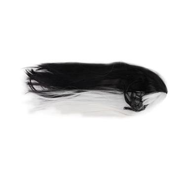 Imagem de KIMISS Peruca Longa Lisa Preta e Branca Feminina – Cabelo Sintético de Aparência Elegante para Cosplay, Festas de Halloween e Uso Diário