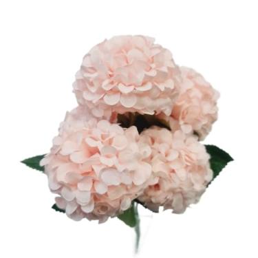 Imagem de Buquê Artificial de Cravo Crisântemo e Hortênsia com 5 Flores para Decoração Casamentos e Arranjos(3,Rosa Claro)