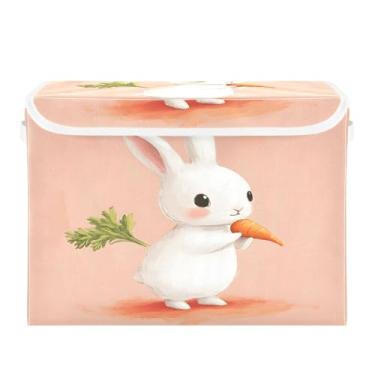 Imagem de SEHANY Cestas de armazenamento fofas de coelho de desenho animado com tampas, organizador de caixas de armazenamento de tecido para armário de roupas, cobertor de escritório, berçário, 42 x 32 x 30 cm