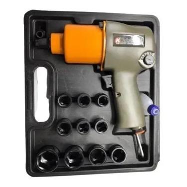 Imagem de Chave Impacto Pneumática 1/2 Parafusadeira Industrial 17Pças