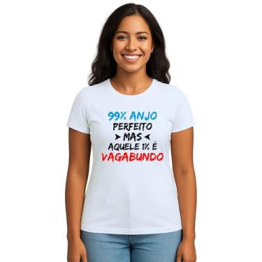 Imagem de Camiseta 99% Anjo 1% Vagabundo Estampa Personalizada - Use P4, Branco,