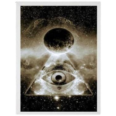 Imagem de Quadro Decorativo Maçonaria 45X34Cm C/Vidro Madeira Branca