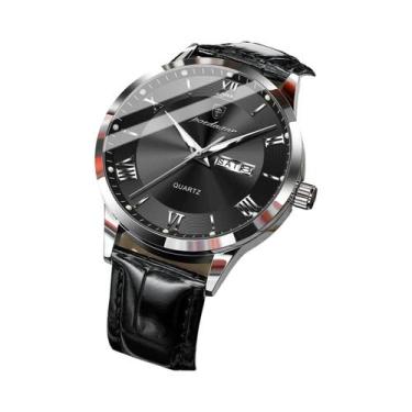 Imagem de Relógio De Quartzo Masculino À Prova d'Água Com Luz Noturna Em Couro P