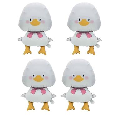 Imagem de 4 peças de balões de alumínio em forma de pato para crianças, aniversário, fazenda, animal, tema pato, decorações de festa