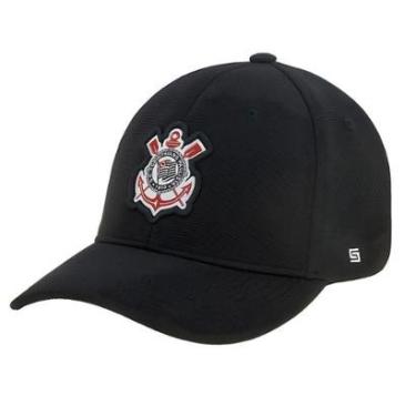 Imagem de Boné Corinthians Escudo Bordado Licenciado Aba Curva Preto-Unissex